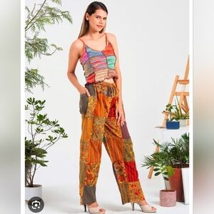 Handmade Unisex Mushroom Patchwork Cotton Trousers